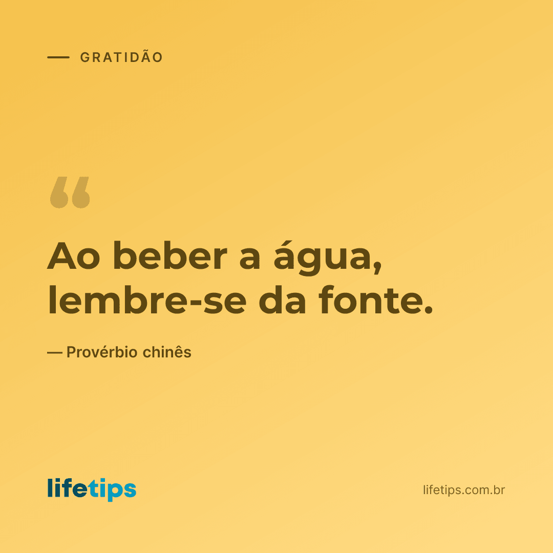 Ao beber a água, lembre-se da fonte. — Provérbio chinês