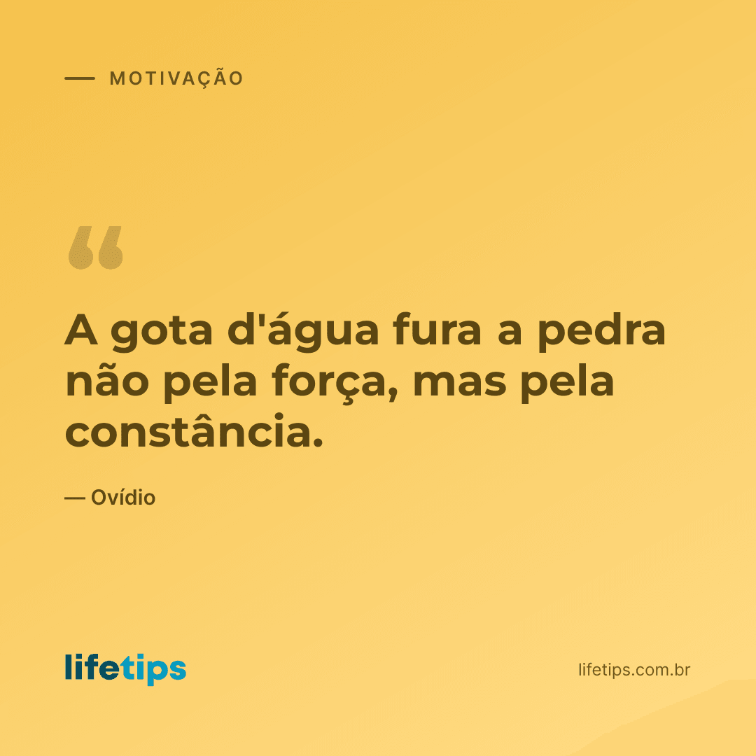 A gota d'água fura a pedra não pela força, mas pela constância. — Ovídio
